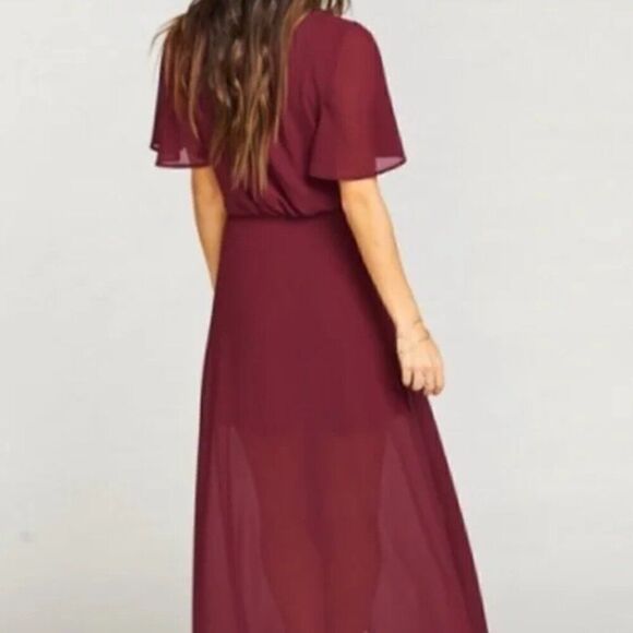 EUC Show Me Your Mumu Noelle Flutter Burgundy Merlot Wine Wrap Maxi Dress - Picture 3 of 6
